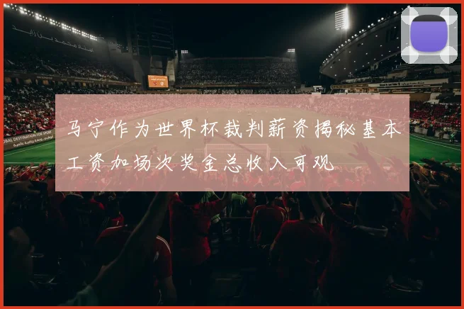 马宁作为世界杯裁判薪资揭秘基本工资加场次奖金总收入可观